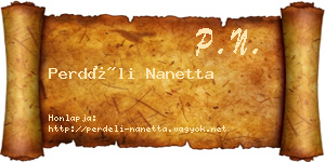 Perdéli Nanetta névjegykártya